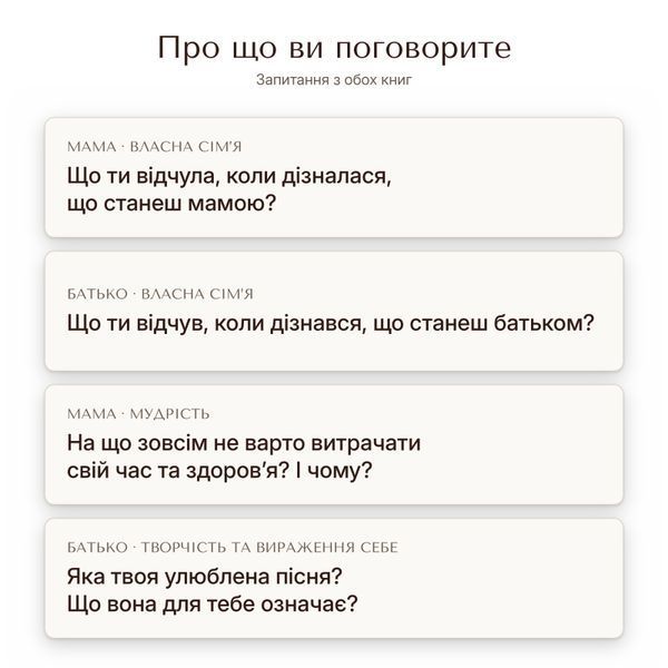 Набір книг-інтерв'ю Батько + Мама. Пізнайте&nbsp;глибше їх шлях та мудрість